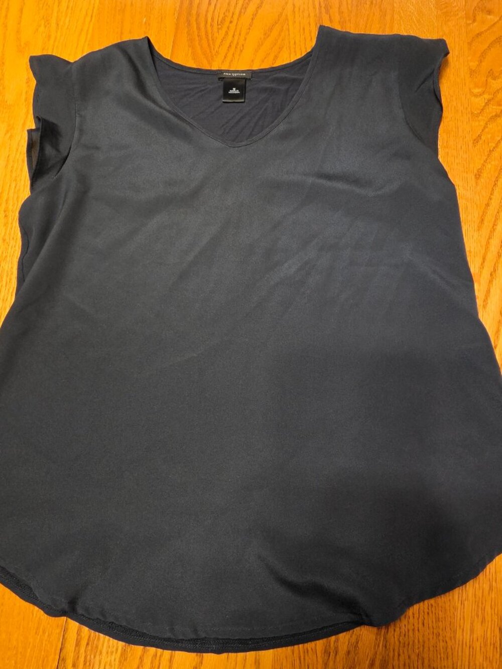 Ann Taylor Dark Navy Lightweight Blouse Flutter Sleeve women size M